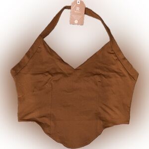 NWT Brown Halter Crop Top